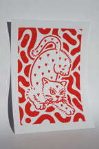 LINOCUT PRINT "HEART EATER" RED