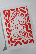 LINOCUT PRINT "HEART EATER" RED
