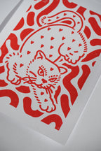 LINOCUT PRINT "HEART EATER" RED