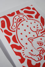 LINOCUT PRINT "HEART EATER" RED