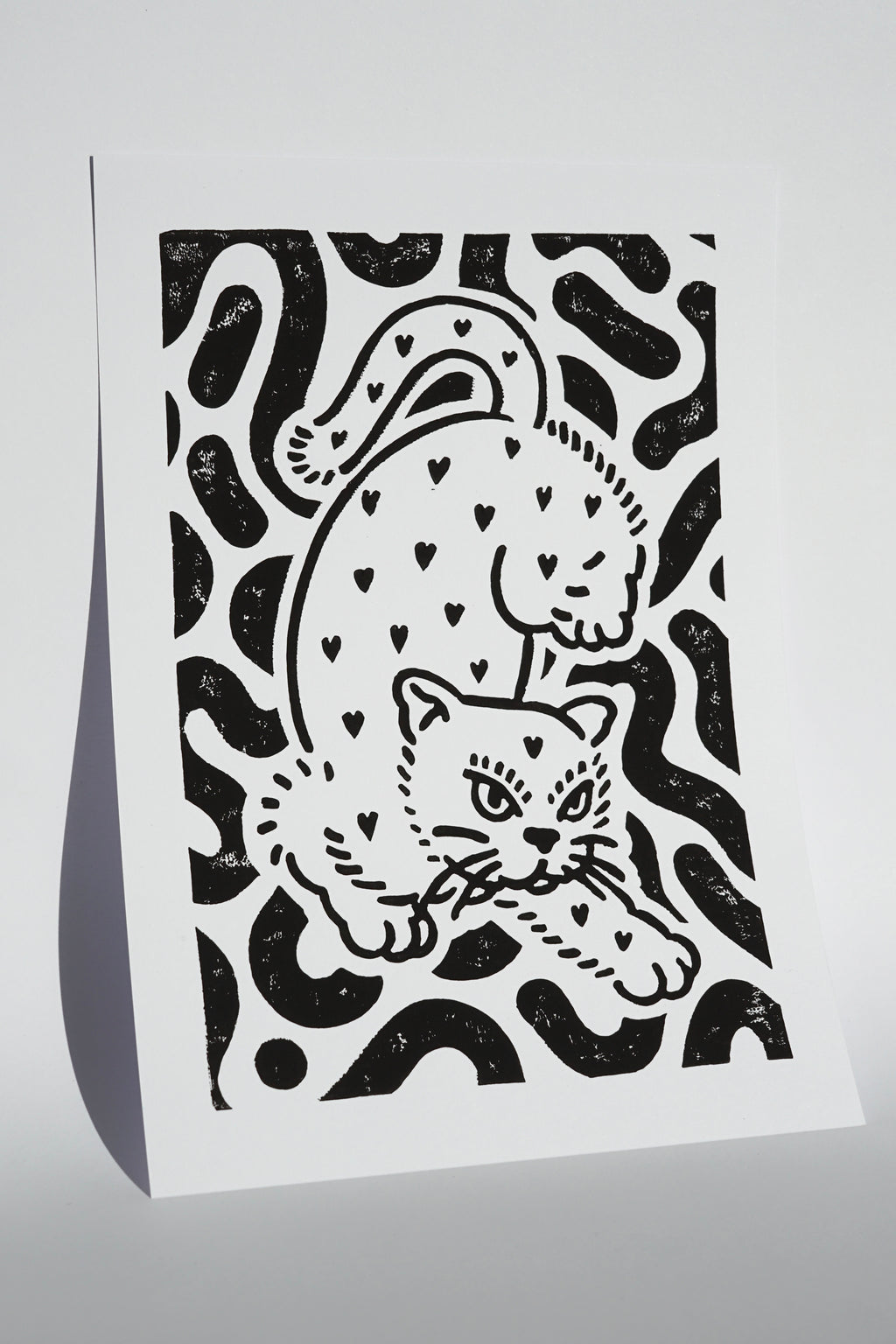 LINOCUT PRINT "HEART EATER" BLACK