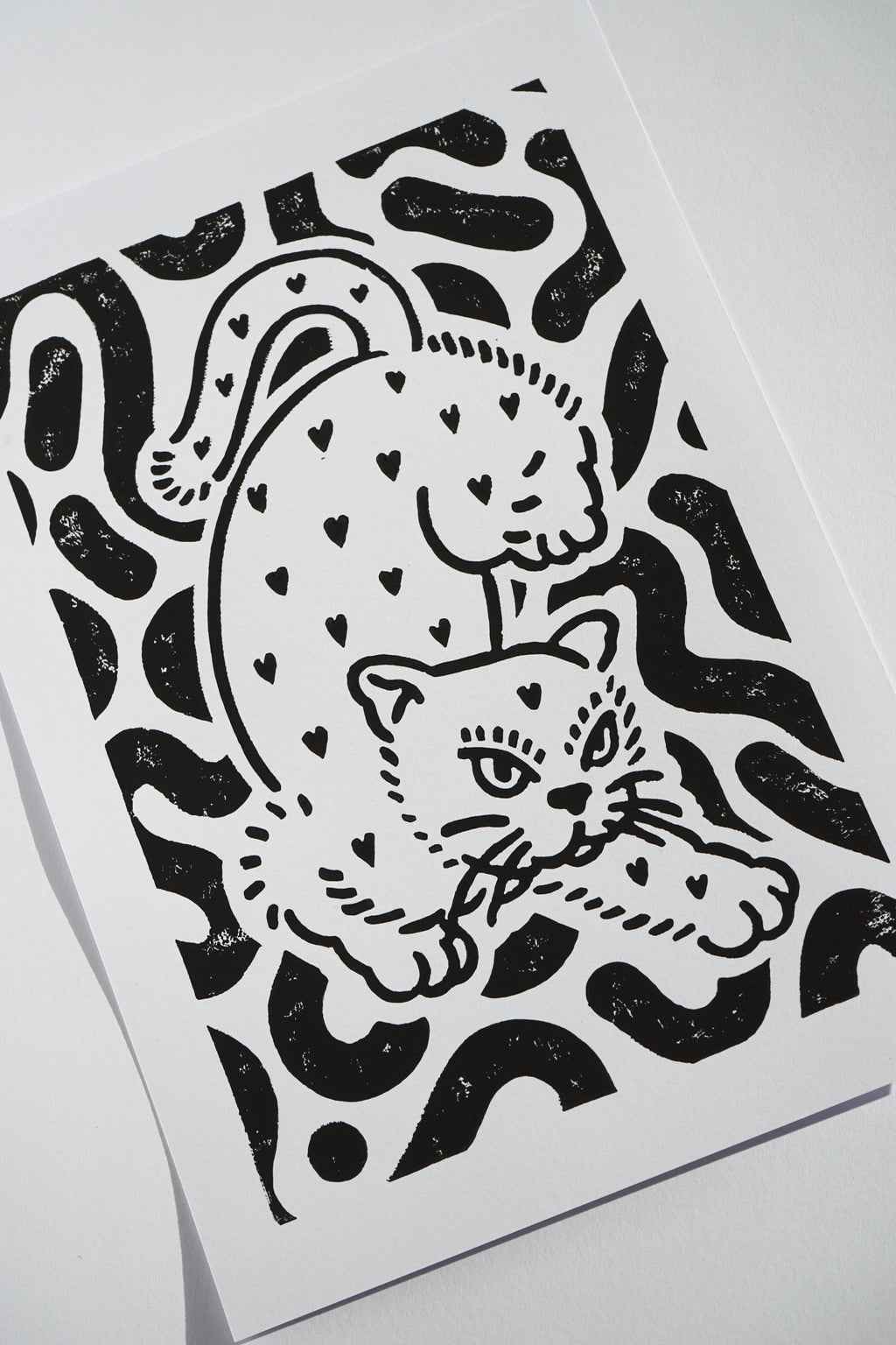 LINOCUT PRINT "HEART EATER" BLACK
