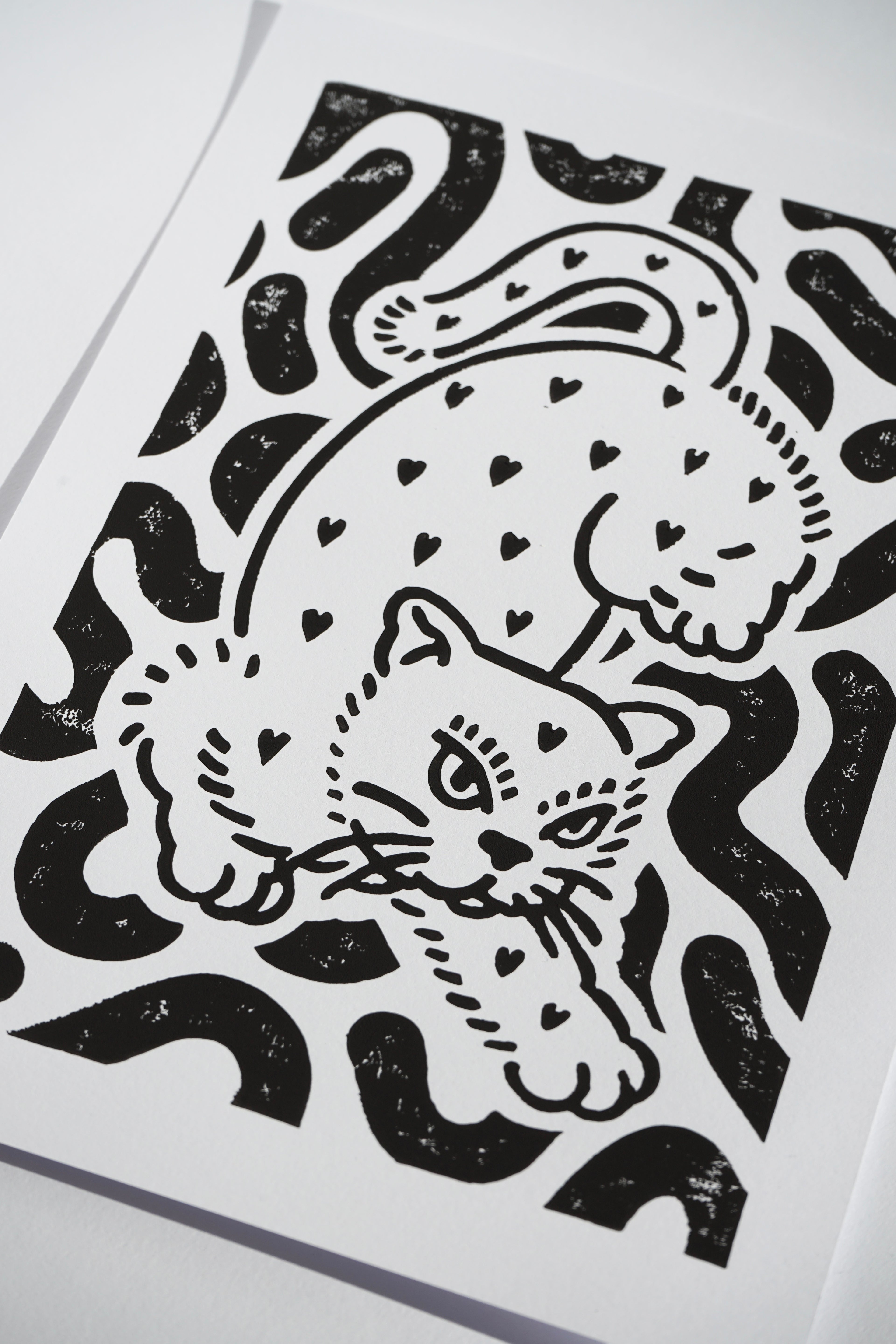 LINOCUT PRINT "HEART EATER" BLACK