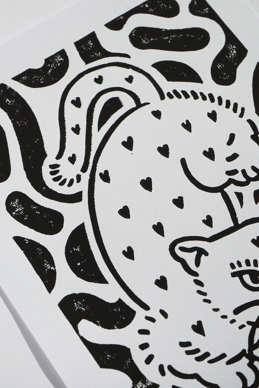 LINOCUT PRINT "HEART EATER" BLACK