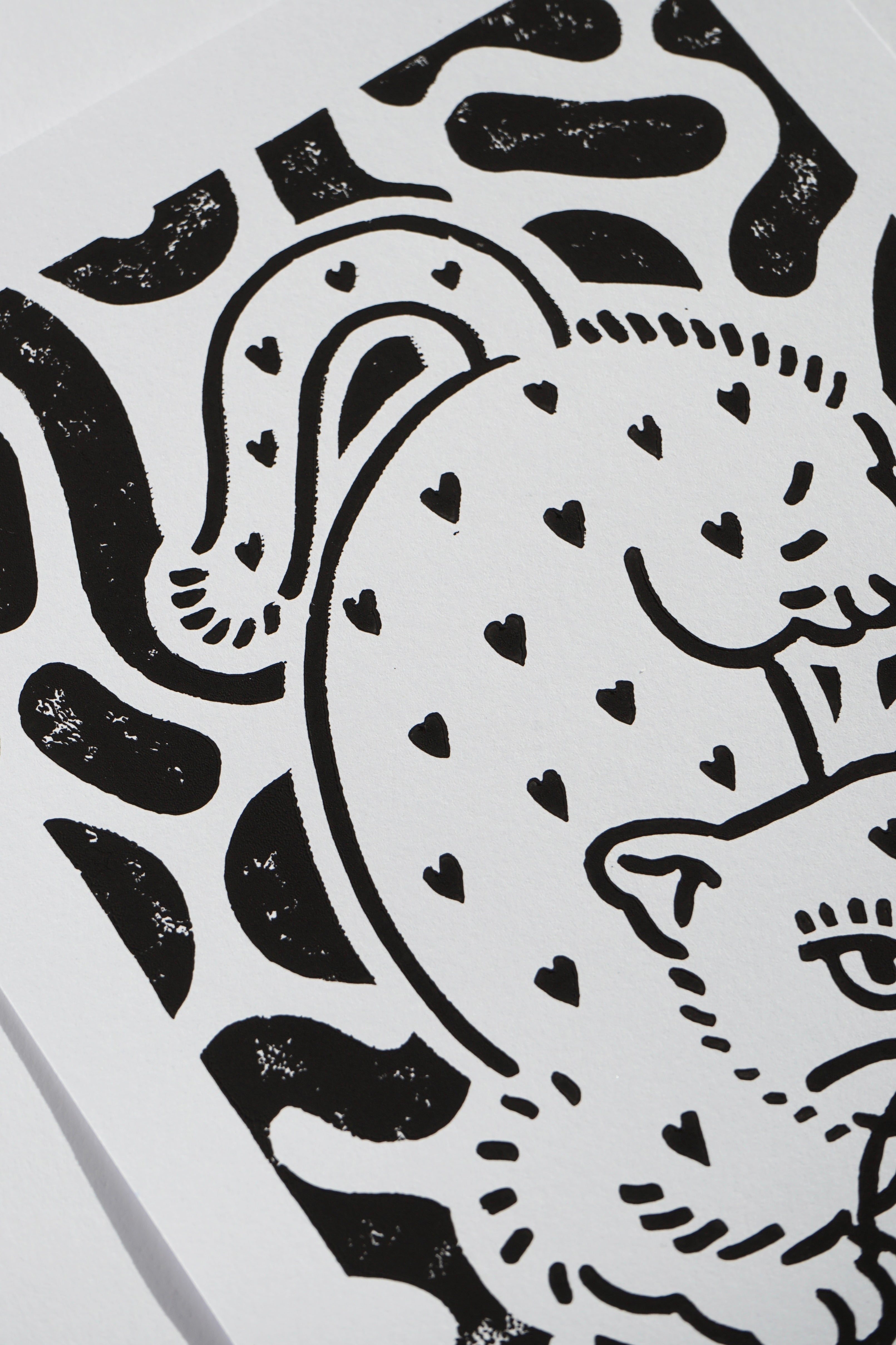 LINOCUT PRINT "HEART EATER" BLACK